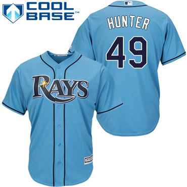Rays #49 Tommy Hunter Light Blue Cool Base Stitched Youth Baseball Jersey