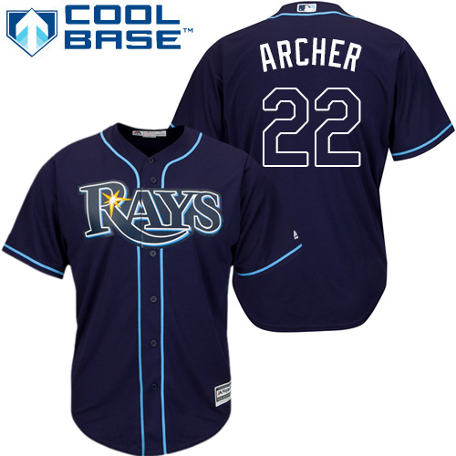 Rays #22 Chris Archer Dark Blue Cool Base Stitched Youth Baseball Jersey