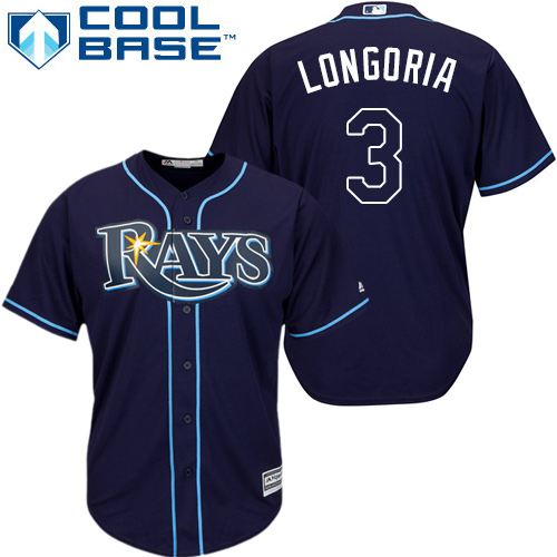 Rays #3 Evan Longoria Dark Blue Stitched Youth Baseball Jersey