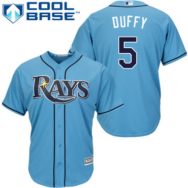 Rays #5 Matt Duffy Light Blue Cool Base Stitched Youth Baseball Jersey