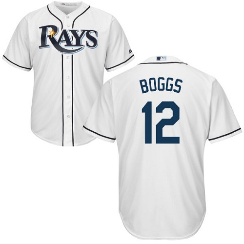 Rays #12 Wade Boggs White Cool Base Stitched Youth Baseball Jersey