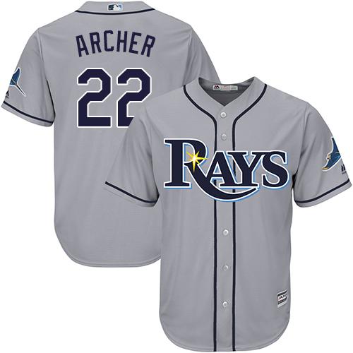 Rays #22 Chris Archer Grey Cool Base Stitched Youth Baseball Jersey