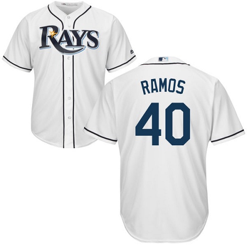 Rays #40 Wilson Ramos White Cool Base Stitched Youth Baseball Jersey