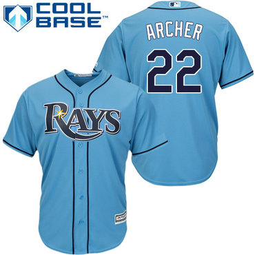 Rays #22 Chris Archer Light Blue Cool Base Stitched Youth Baseball Jersey