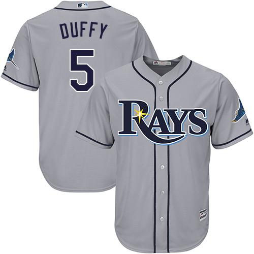 Rays #5 Matt Duffy Grey Cool Base Stitched Youth Baseball Jersey