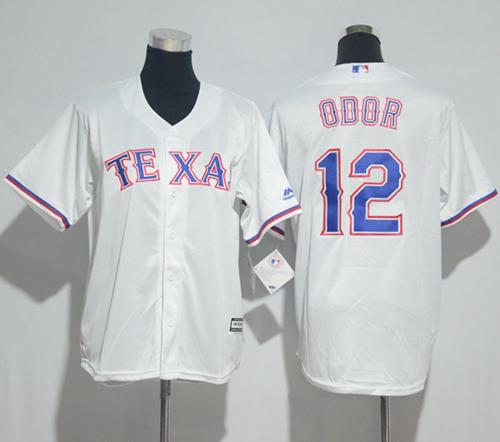 Rangers #12 Rougned Odor White Cool Base Stitched Youth Baseball Jersey