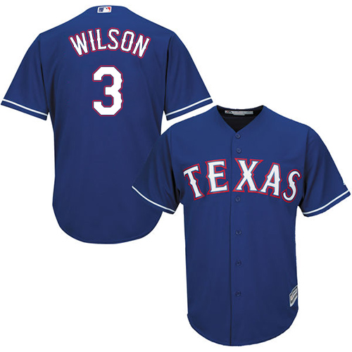 Rangers #3 Russell Wilson Blue Cool Base Stitched Youth Baseball Jersey
