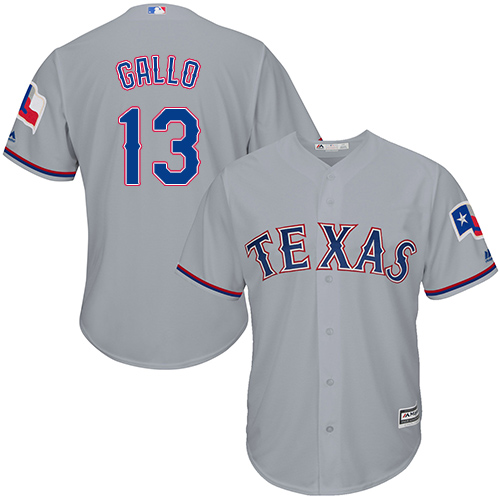 Rangers #13 Joey Gallo Grey Cool Base Stitched Youth Baseball Jersey