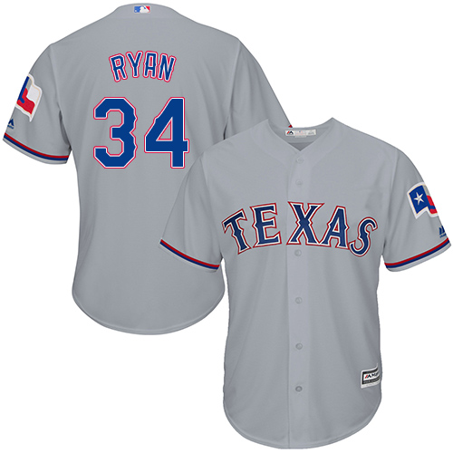 Rangers #34 Nolan Ryan Grey Cool Base Stitched Youth Baseball Jersey