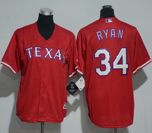 Rangers #34 Nolan Ryan Red Cool Base Stitched Youth Baseball Jersey