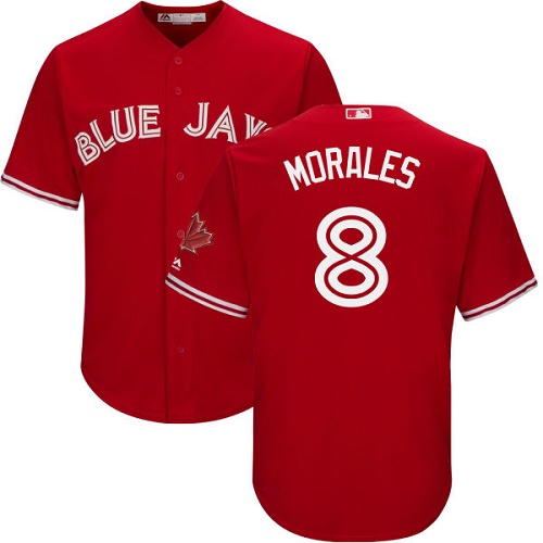 Blue Jays #8 Kendrys Morales Red Cool Base Canada Day Stitched Youth Baseball Jersey