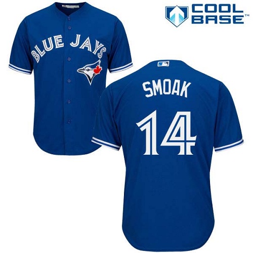 Blue Jays #14 Justin Smoak Blue Cool Base Stitched Youth Baseball Jersey