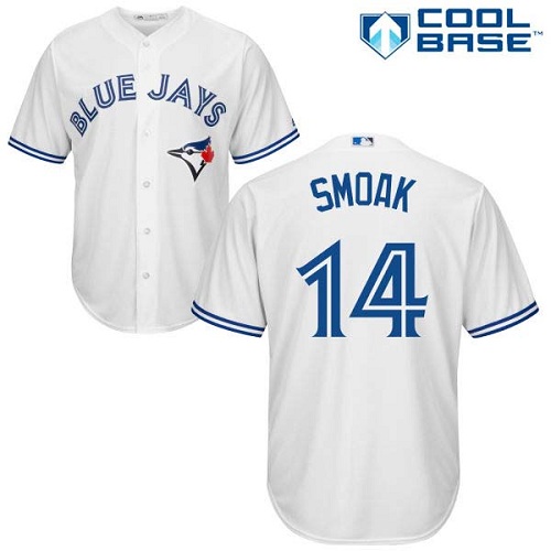 Blue Jays #14 Justin Smoak White Cool Base Stitched Youth Baseball Jersey