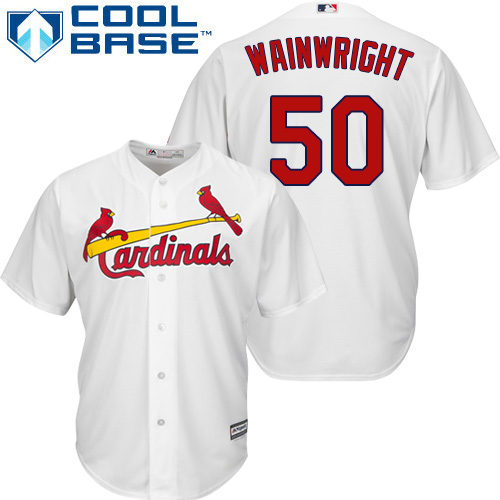 Cardinals #50 Adam Wainwright White Cool Base Stitched Youth Baseball Jersey