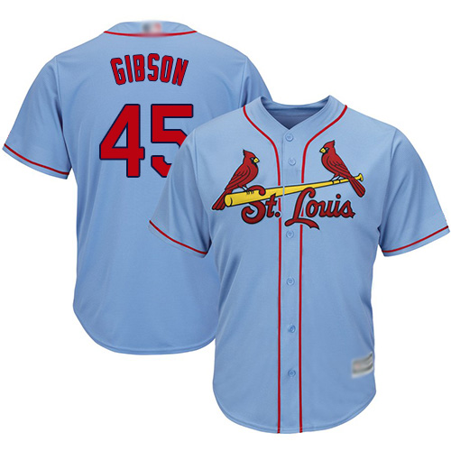 Cardinals #45 Bob Gibson Light Blue Cool Base Stitched Youth Baseball Jersey