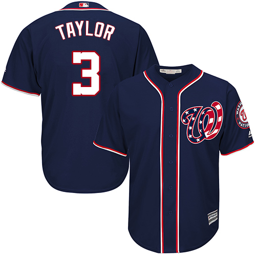Nationals #3 Michael Taylor Navy Blue Cool Base Stitched Youth Baseball Jersey