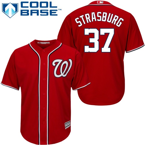 Nationals #37 Stephen Strasburg Red Stitched Youth Baseball Jersey