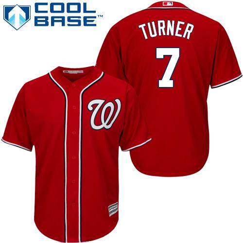 Nationals #7 Trea Turner Red Cool Base Stitched Youth Baseball Jersey