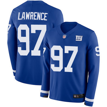 Giants #97 Dexter Lawrence Royal Blue Team Color Youth Stitched Football Limited Therma Long Sleeve Jersey