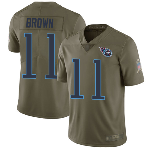 Titans #11 A.J. Brown Olive Youth Stitched Football Limited 2017 Salute to Service Jersey