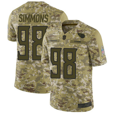 Titans #98 Jeffery Simmons Camo Youth Stitched Football Limited 2018 Salute to Service Jersey