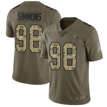 Titans #98 Jeffery Simmons Olive Camo Youth Stitched Football Limited 2017 Salute to Service Jersey
