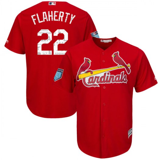 Men's St. Louis Cardinals #22 Jack Flaherty Scarlet Cool Base 2018 Spring Training Jersey