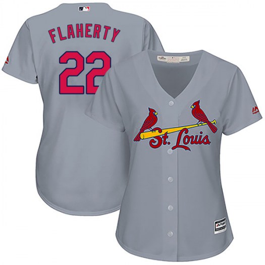 Women's St. Louis Cardinals #22 Jack Flaherty Authentic Gray Cool Base Road Jersey