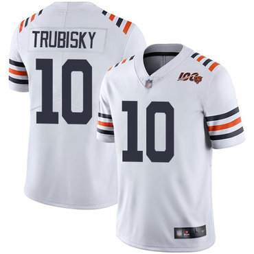 Bears #10 Mitchell Trubisky White Alternate Youth Stitched Football Vapor Untouchable Limited 100th Season Jersey