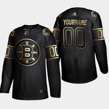 Men's Boston Bruins Customized Black Gold Adidas Jersey