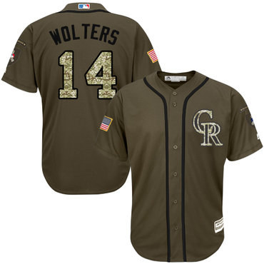 Rockies #14 Tony Wolters Green Salute to Service Stitched Baseball Jersey