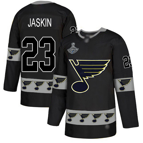 Blues #23 Dmitrij Jaskin Black Authentic Team Logo Fashion Stanley Cup Champions Stitched Hockey Jersey