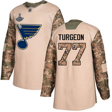 Blues #77 Pierre Turgeon Camo Authentic 2017 Veterans Day Stanley Cup Champions Stitched Hockey Jersey