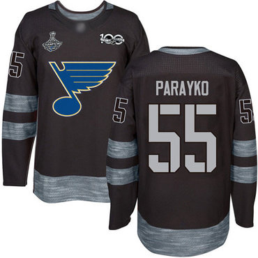 Blues #55 Colton Parayko Black 1917-2017 100th Anniversary Stanley Cup Champions Stitched Hockey Jersey
