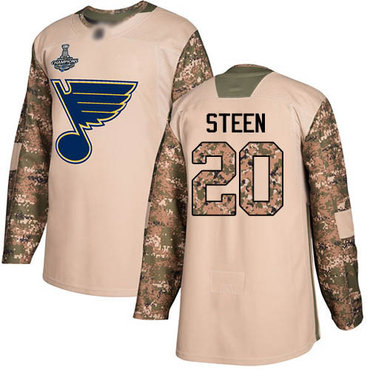 Blues #20 Alexander Steen Camo Authentic 2017 Veterans Day Stanley Cup Champions Stitched Hockey Jersey