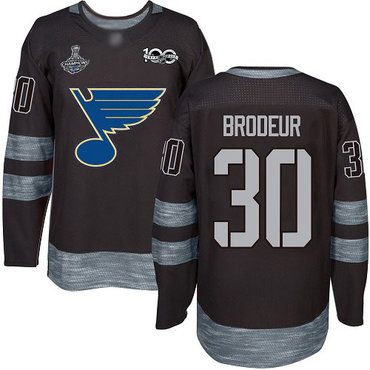 Blues #30 Martin Brodeur Black 1917-2017 100th Anniversary Stanley Cup Champions Stitched Hockey Jersey