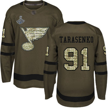 Blues #91 Vladimir Tarasenko Green Salute to Service Stanley Cup Champions Stitched Hockey Jersey