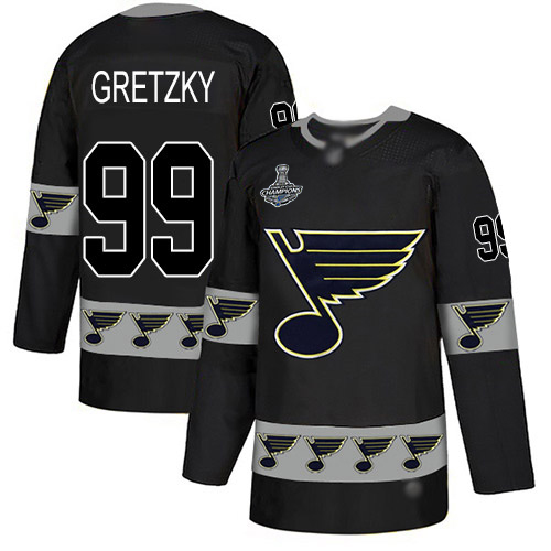Blues #99 Wayne Gretzky Black Authentic Team Logo Fashion Stanley Cup Champions Stitched Hockey Jersey