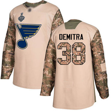 Men's St. Louis Blues #38 Pavol Demitra Camo Authentic 2017 Veterans Day 2019 Stanley Cup Final Bound Stitched Hockey Jersey