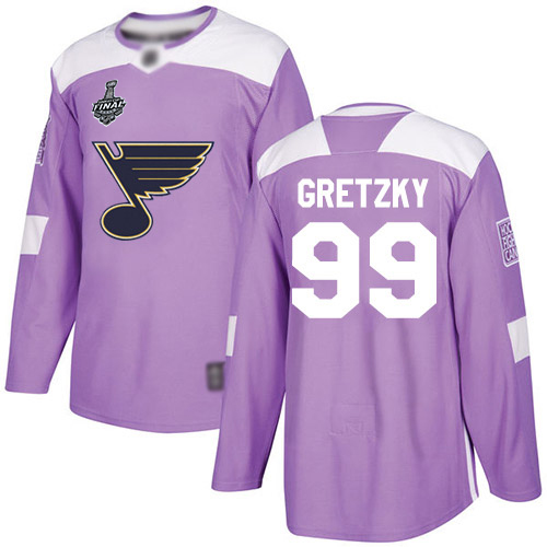 Men's St. Louis Blues #99 Wayne Gretzky Purple Authentic Fights Cancer 2019 Stanley Cup Final Bound Stitched Hockey Jersey