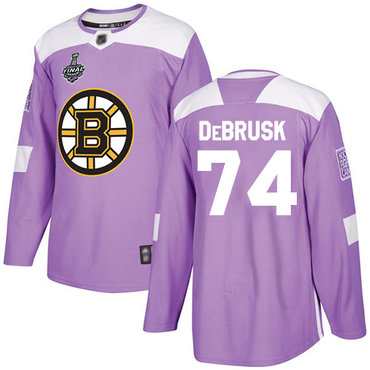 Men's Boston Bruins #74 Jake DeBrusk Purple Authentic Fights Cancer 2019 Stanley Cup Final Bound Stitched Hockey Jersey