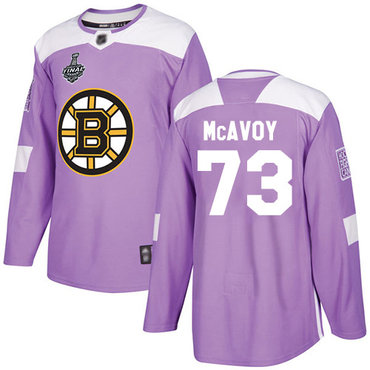 Men's Boston Bruins #73 Charlie McAvoy Purple Authentic Fights Cancer 2019 Stanley Cup Final Bound Stitched Hockey Jersey
