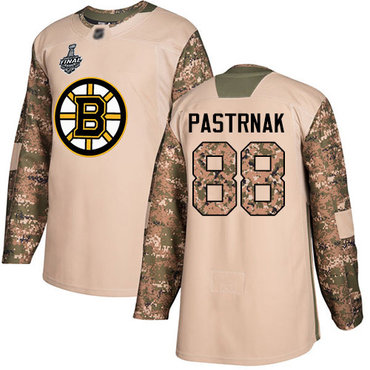 Men's Boston Bruins #88 David Pastrnak Camo Authentic 2017 Veterans Day 2019 Stanley Cup Final Bound Stitched Hockey Jersey