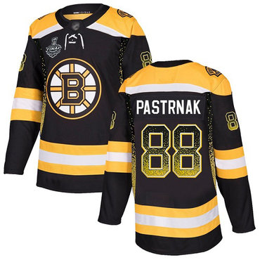 Men's Boston Bruins #88 David Pastrnak Black Home Authentic Drift Fashion 2019 Stanley Cup Final Bound Stitched Hockey Jersey