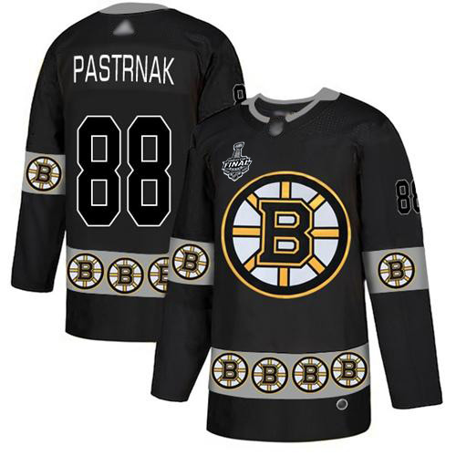 Men's Boston Bruins #88 David Pastrnak Black Authentic Team Logo Fashion 2019 Stanley Cup Final Bound Stitched Hockey Jersey