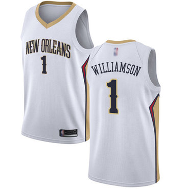 Youth Pelicans #1 Zion Williamson White Basketball Swingman Association Edition Jersey
