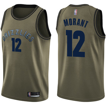 Youth Grizzlies #12 Ja Morant Green Youth Basketball Swingman Salute to Service Jersey