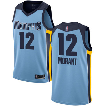 Youth Grizzlies #12 Ja Morant Light Blue Basketball Swingman Statement Edition Jersey