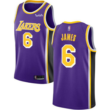 Youth Lakers #6 LeBron James Purple Basketball Swingman Statement Edition Jersey