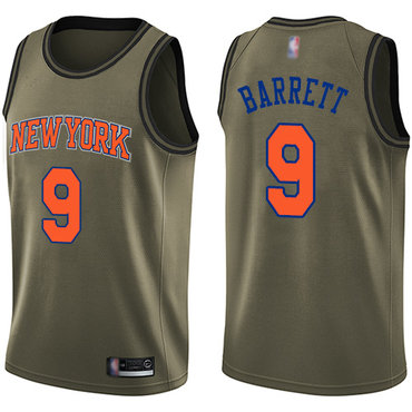Youth Knicks #9 R.J. Barrett Green Salute to Service Basketball Swingman Jersey